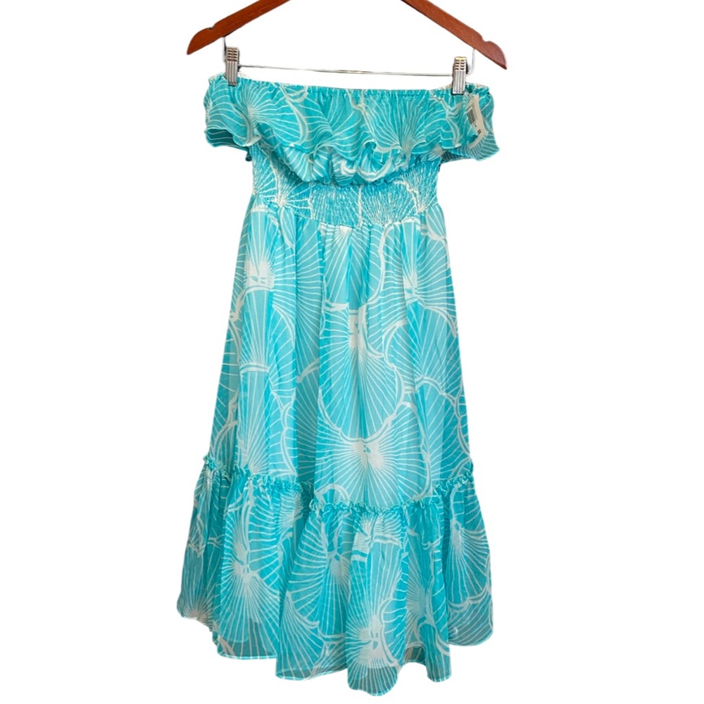 Shoshanna Teal Floral Strapless Swim Cover Dress
